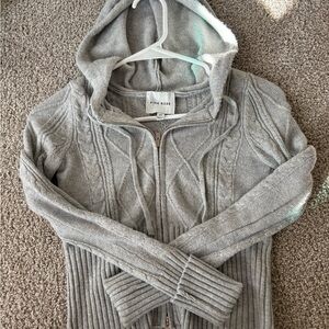Pink Rose Women's Light Gray Cable Knit Cardigan